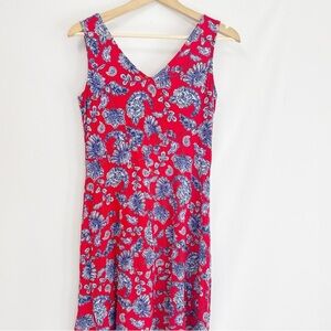 Harper Vibrant Red and Blue Floral Midi Dress